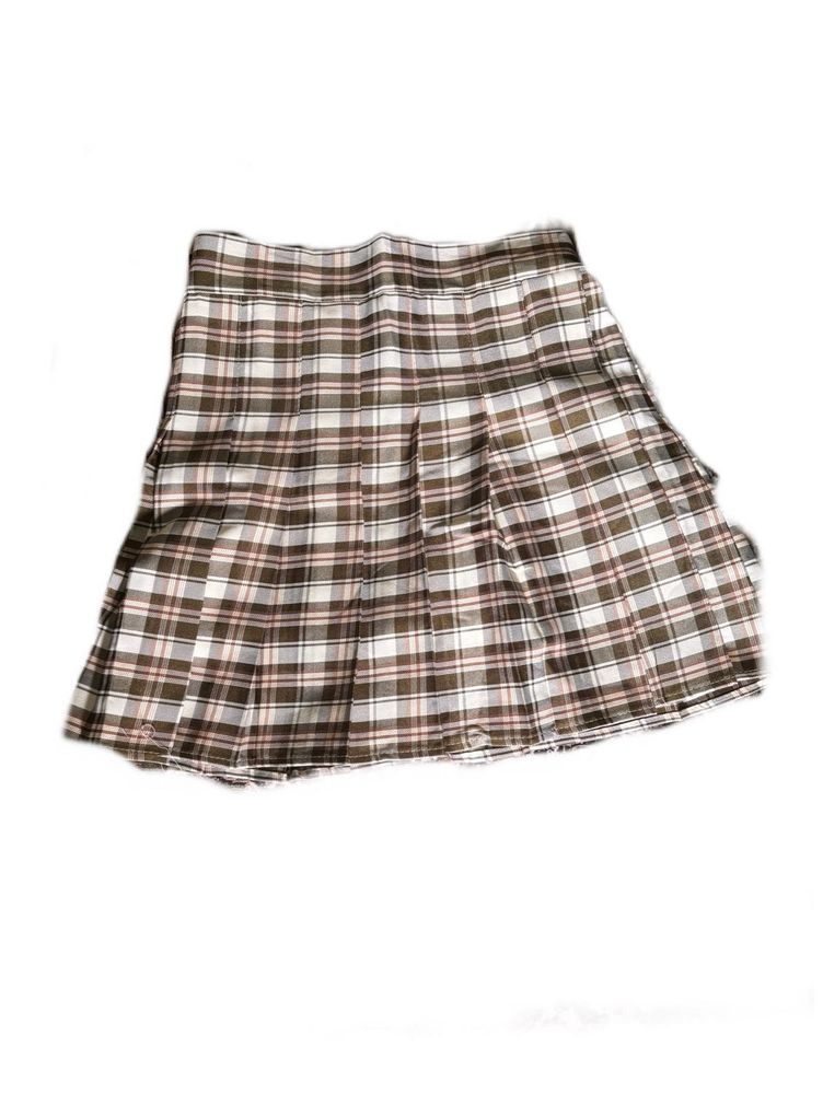 Plaid Pleated Mini Skirt