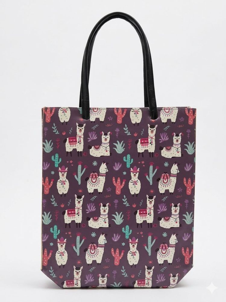 Cute Llama Pattern Tote Bag