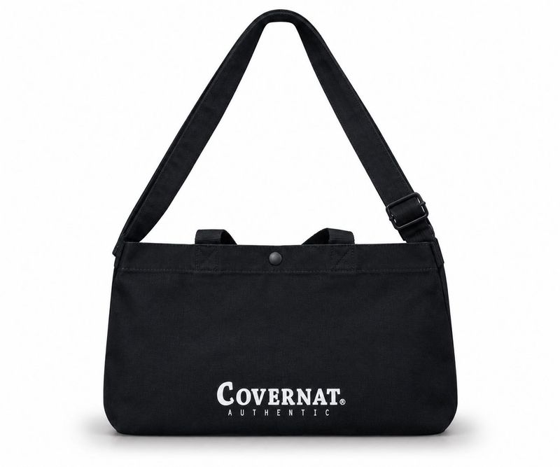 Covernat Black Canvas Sling Tote Bag