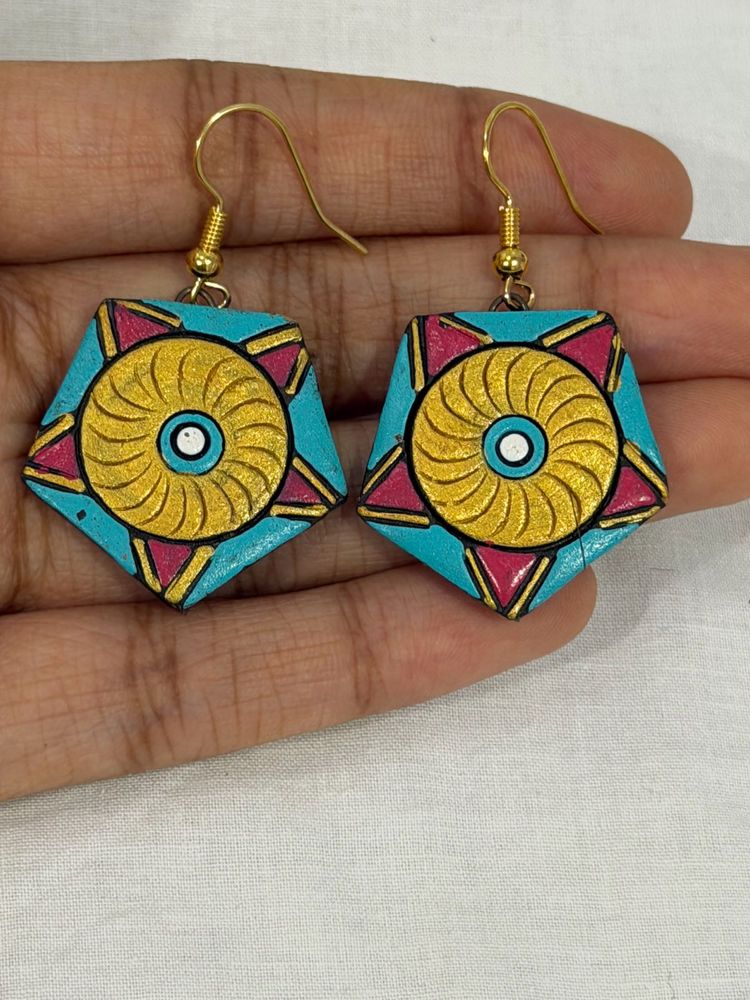 Traditional Tamil Nadu Art Clay Earrings