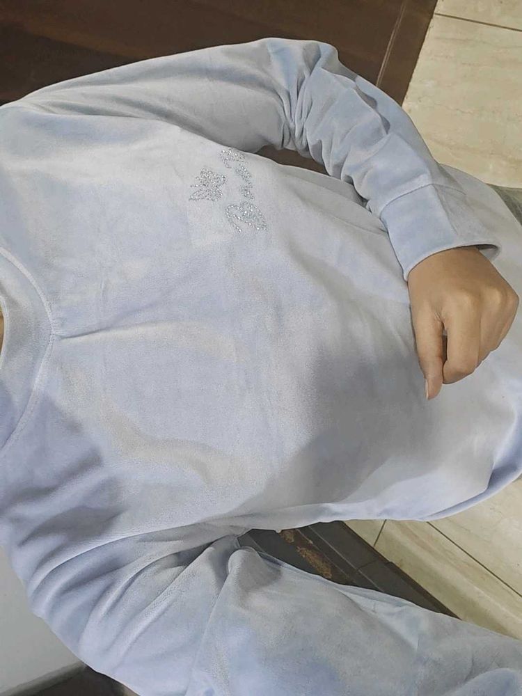 Baby Blue Velour Sweatshirt