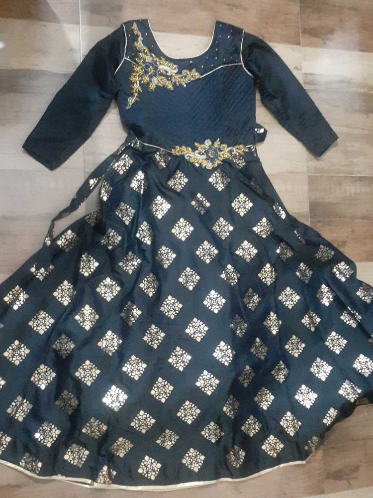 Elegant navy blue  Lehenga Choli with Gold Print
