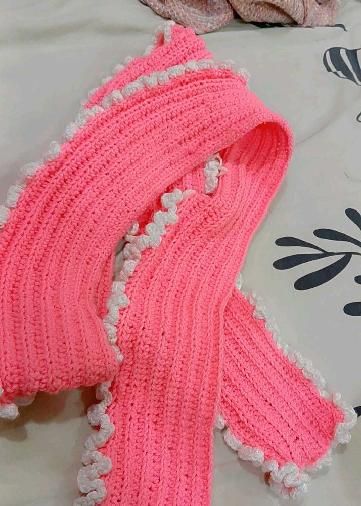 Handmade Knitted Pink Scarf