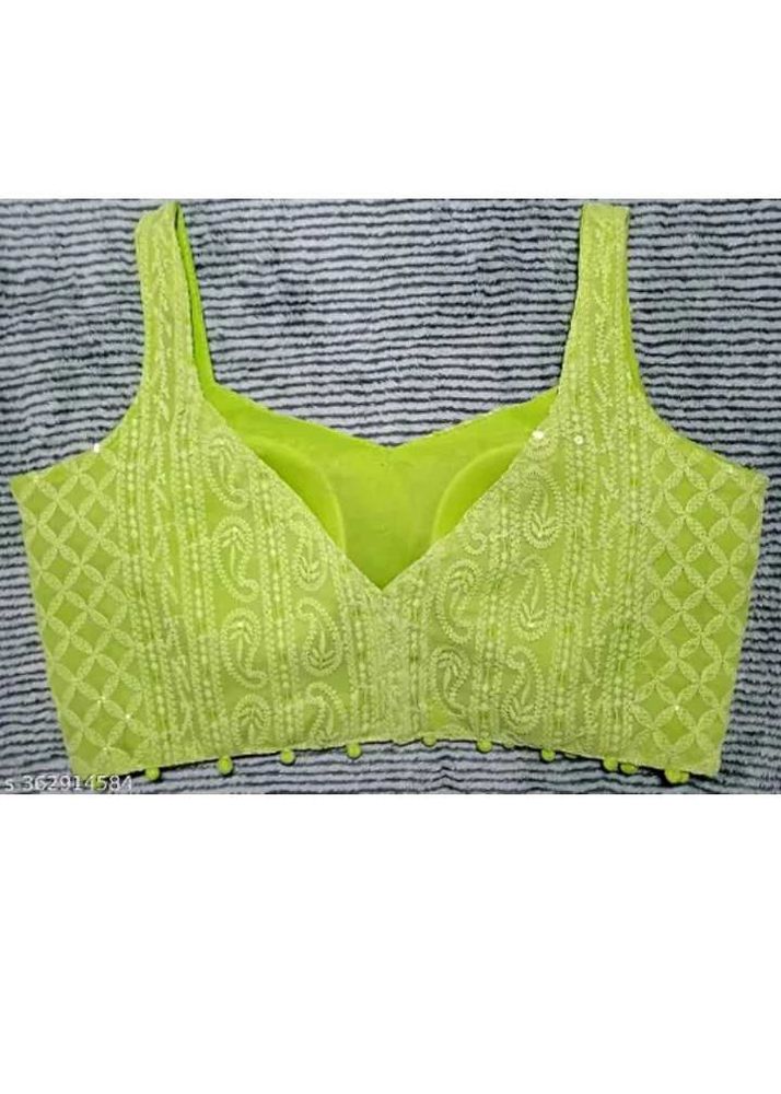 Lime Green Embroidered Blouse