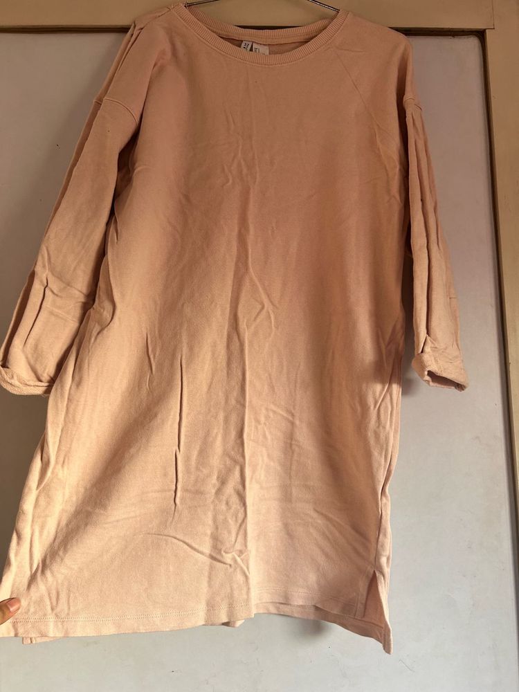 H&amp;M Baby Pink Long Sweatshrit Dress