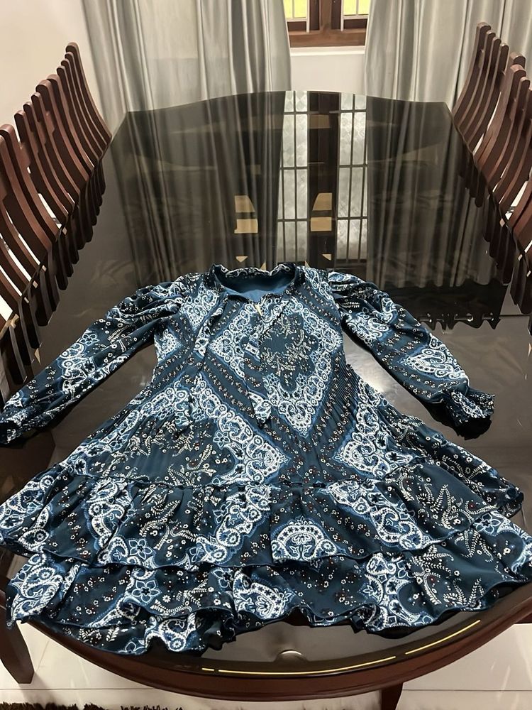 Bohemian Print Tiered Mini Dress