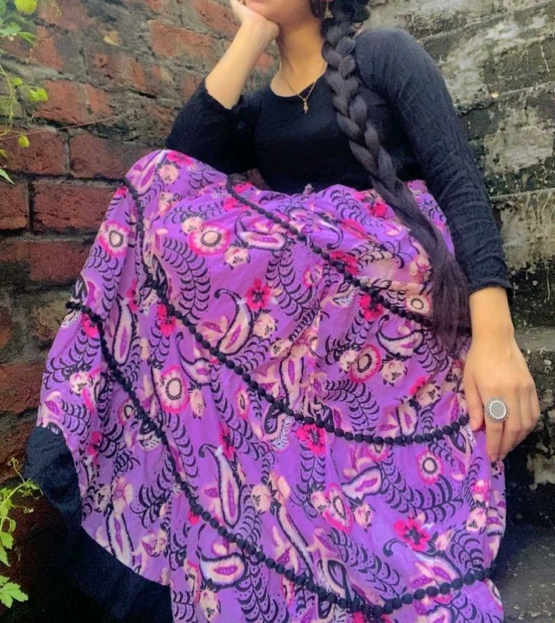 Bohemian Floral Print Maxi Skirt