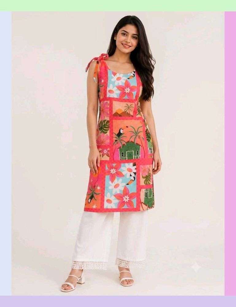 Vibrant Tropical Print Kurti