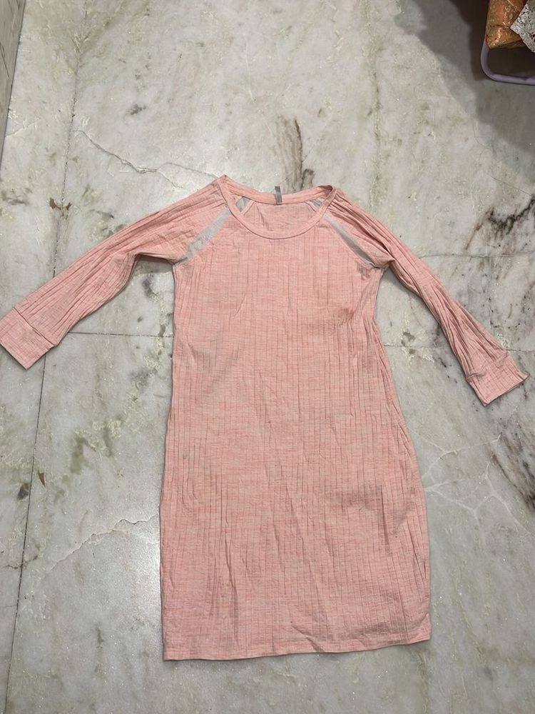 Pink Long Sleeve Mini Dress