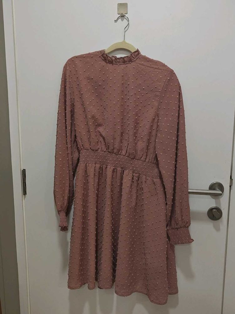 Chic Textured Rose Pink Dress
