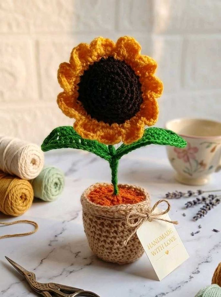 Handmade Crochet big size Sunflower pot