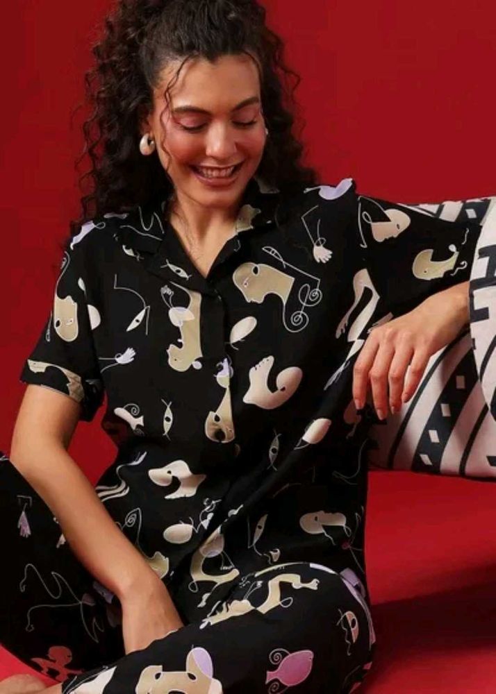 Cute Abstract Print night suit