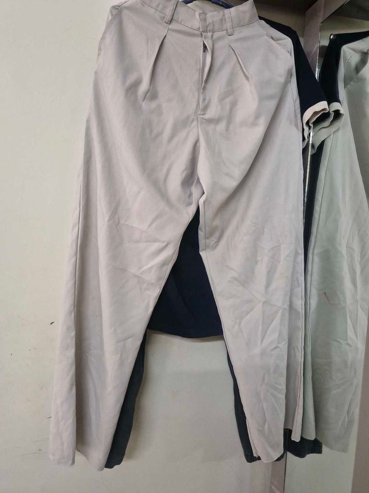 Classic Beige Wide-Leg Trousers