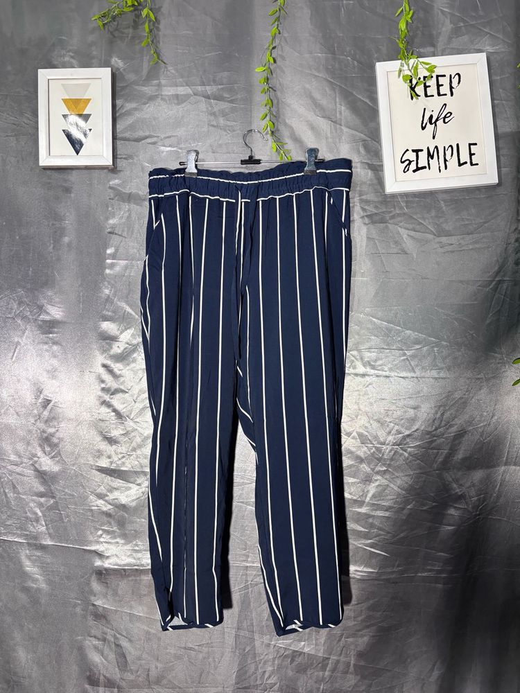 Zara Navy Striped Wide Leg Pants