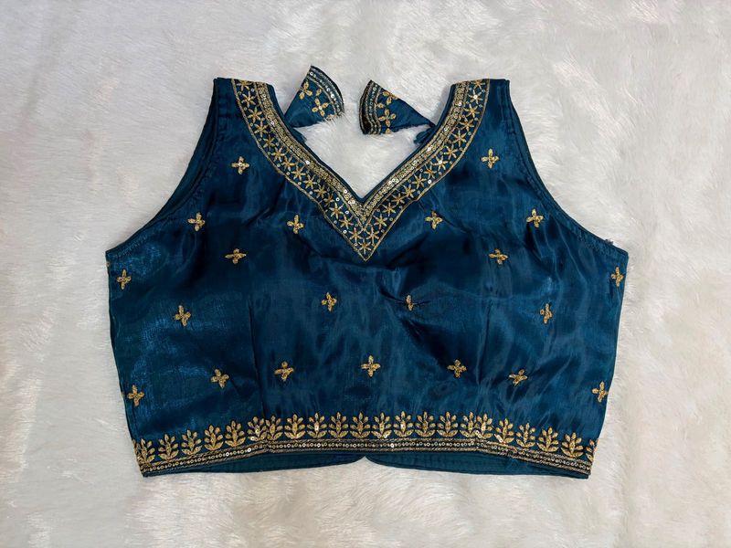 Designer Embroidered Teal Blouse
