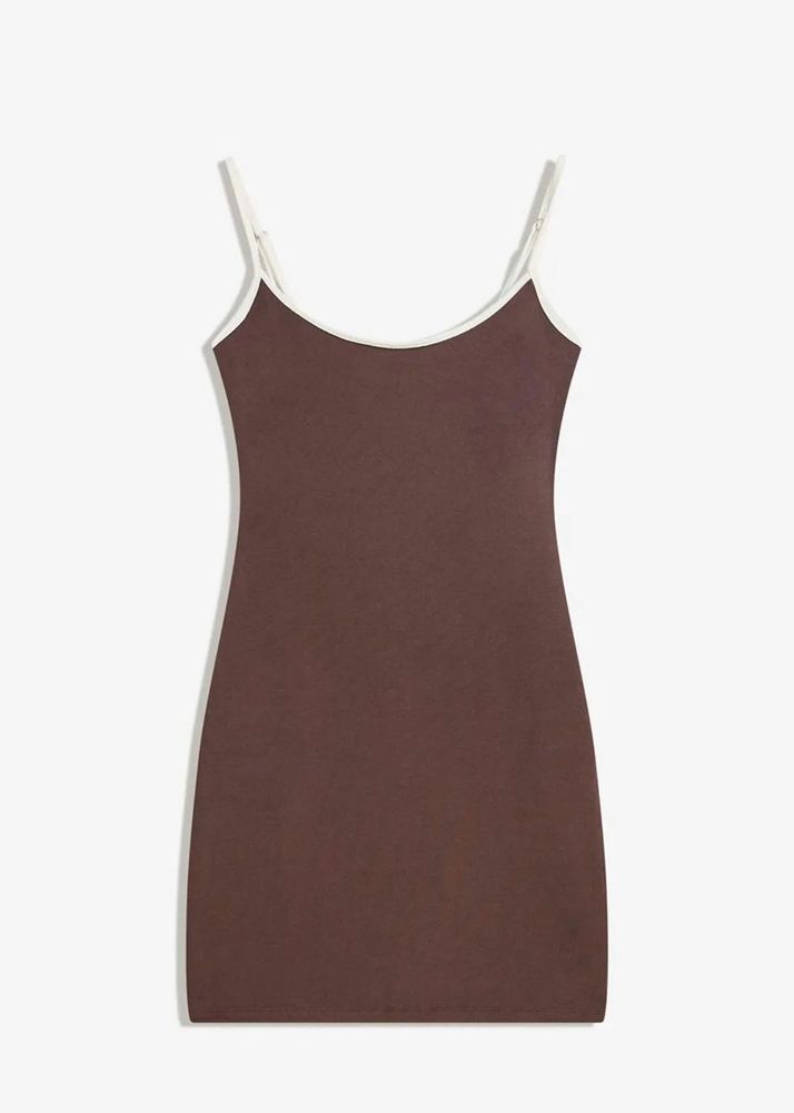 BERSHKA Brown Mini Slip Dress