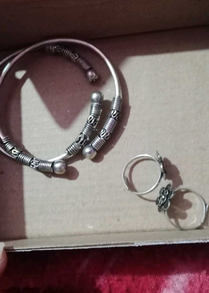 Oxidized Silver Bangles &amp; Rings Set
