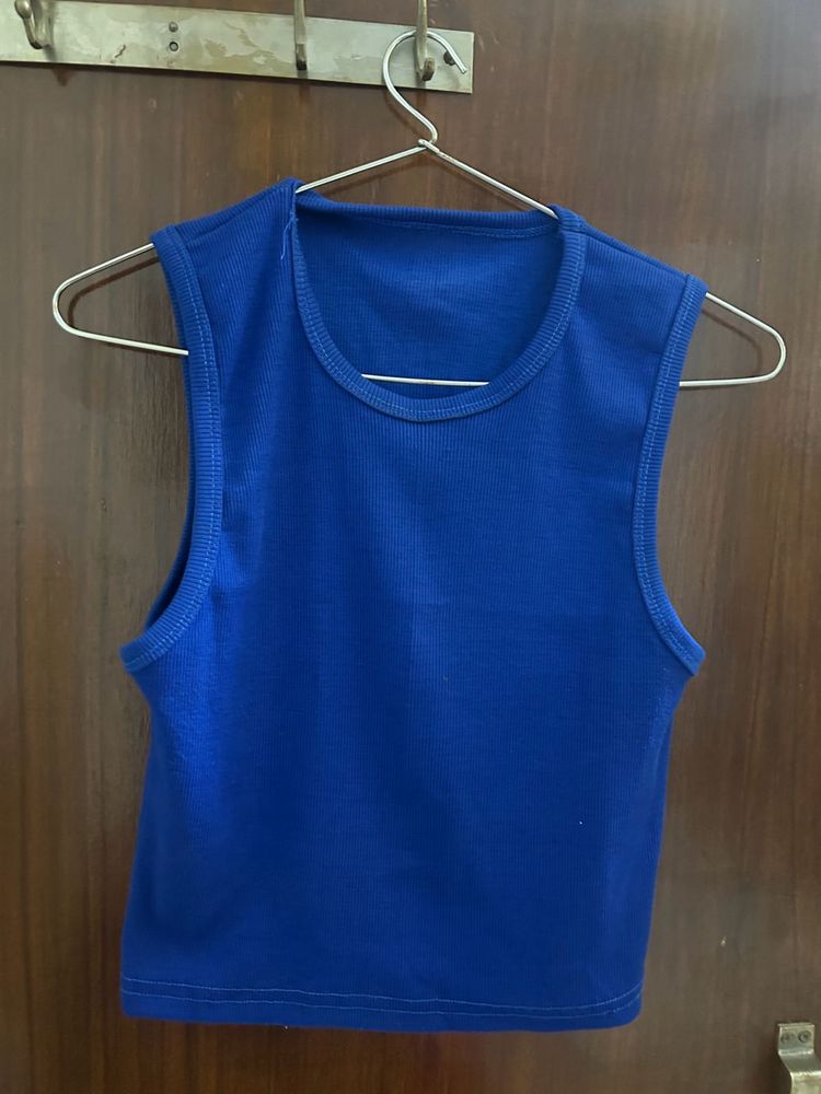 Vibrant Blue Sleeveless Crop Top