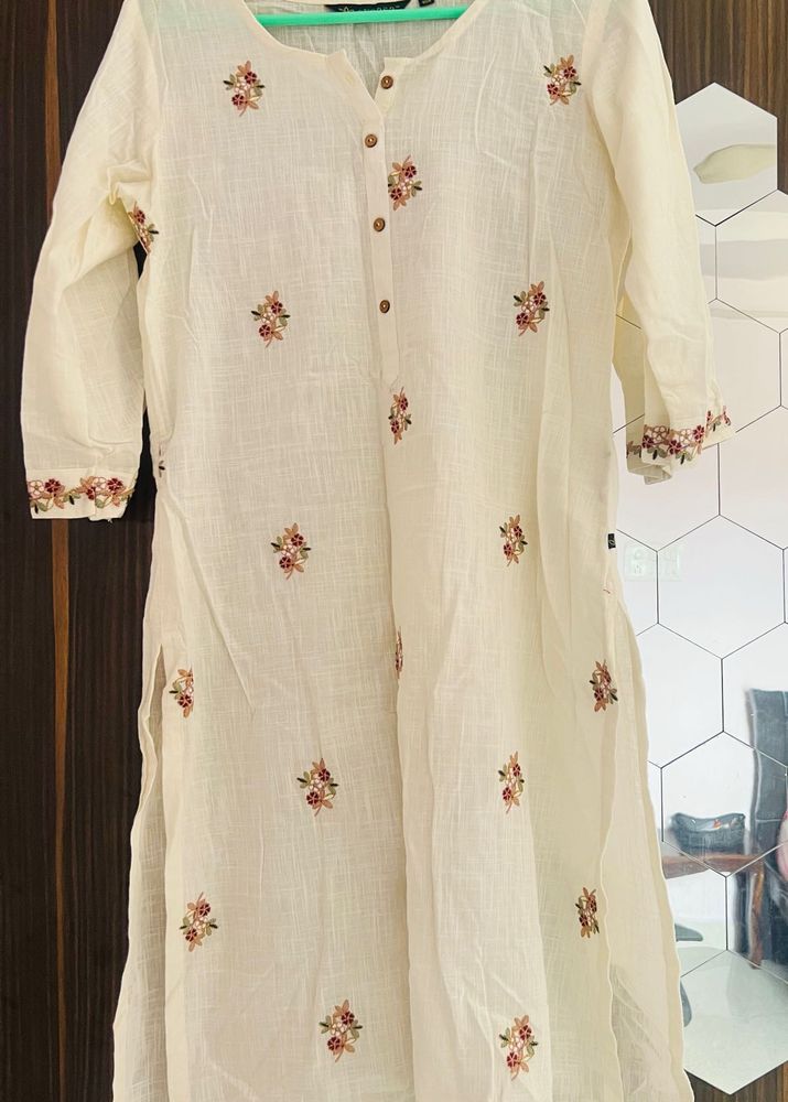 New White Cotton Kurta