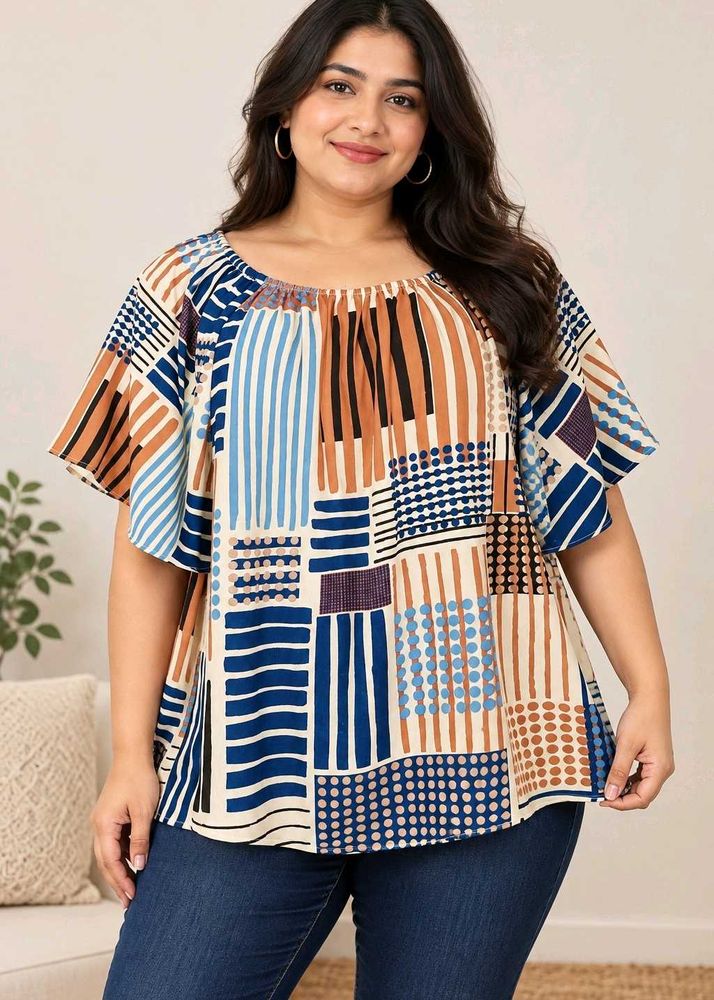🔥BUY 1, GET 1 FREE 🔥Geometric Print Flutter Top