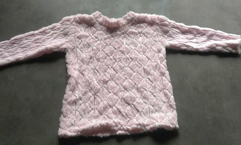 Pink Faux Fur Girls Top
