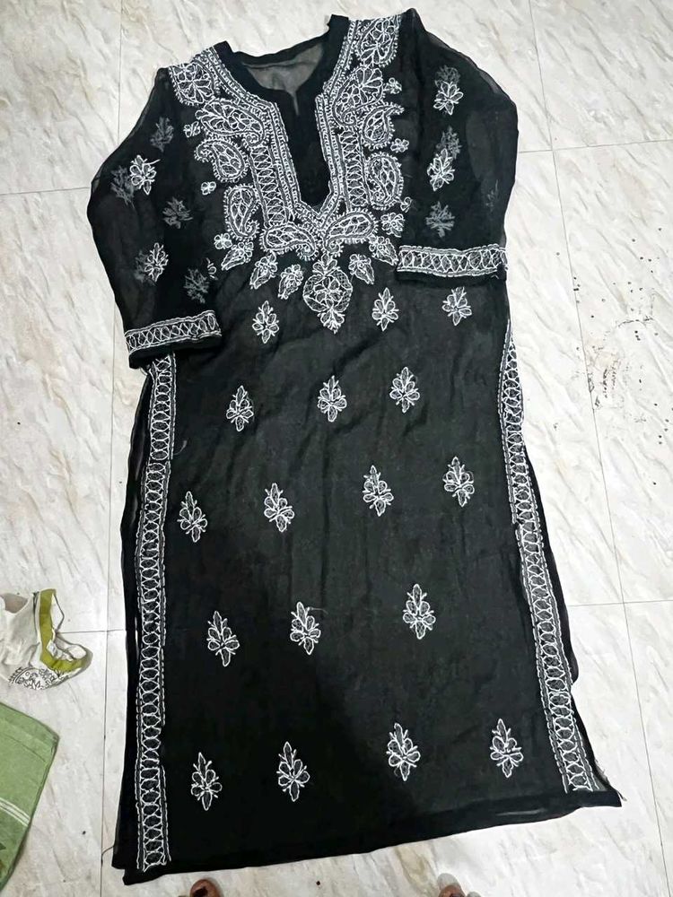 Elegant Black Chikankari Kurta