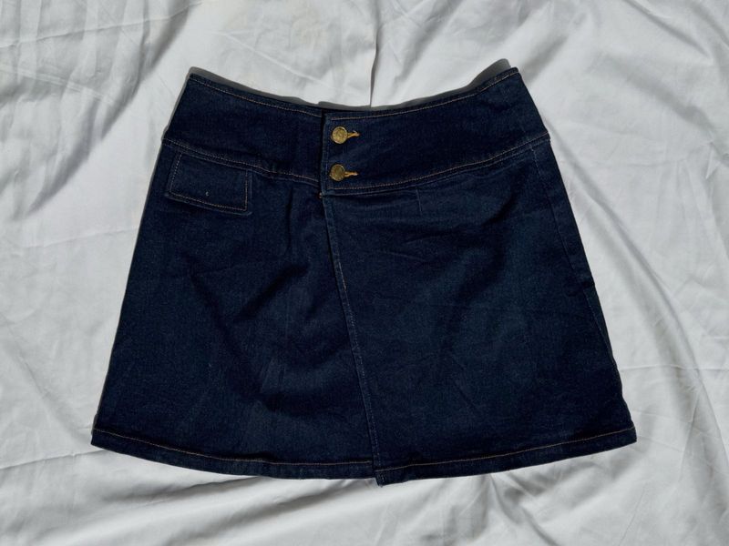 Dark Wash Denim Mini Skirt