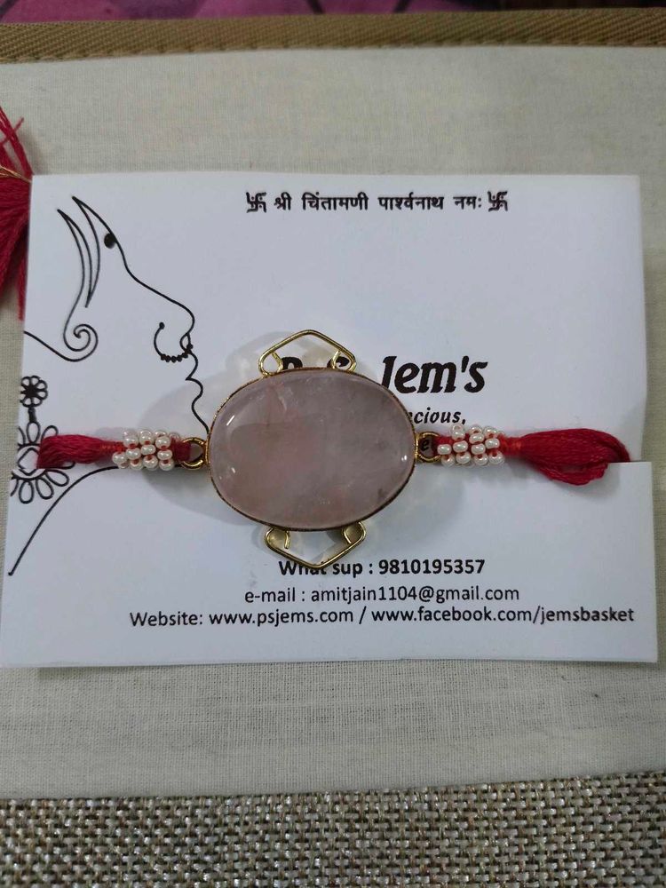 Rose Quartz Crystal Rakhi For Rakshabandhan