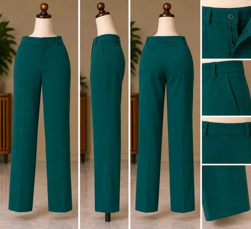 Elegant Teal Wide-Leg Trousers