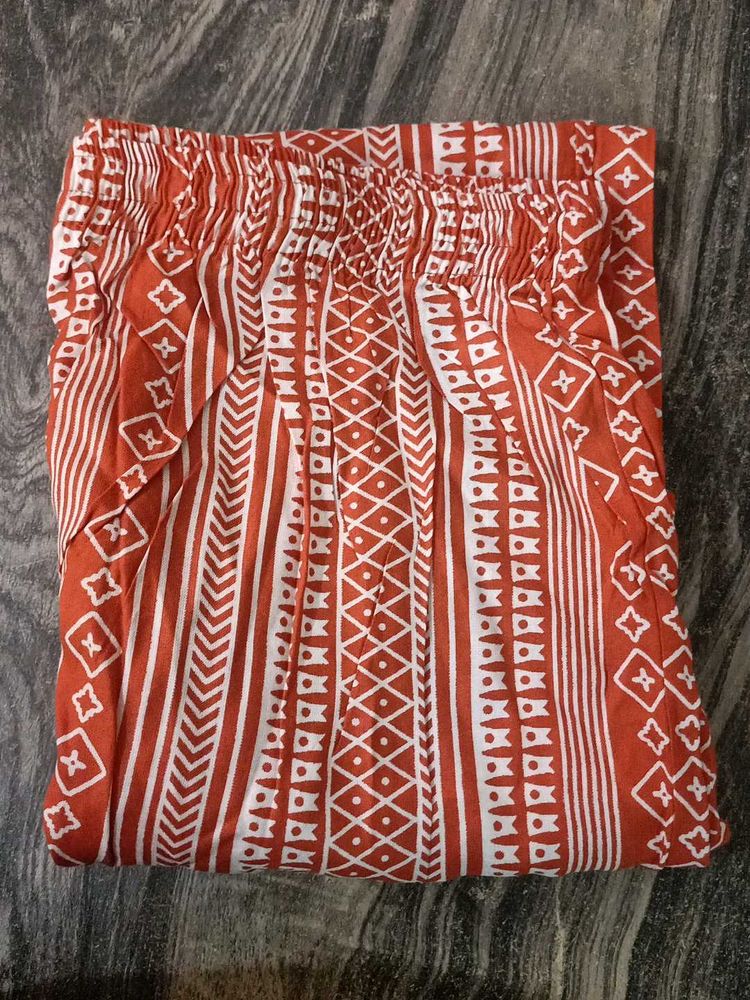 Orange Printed Palazzo Pants