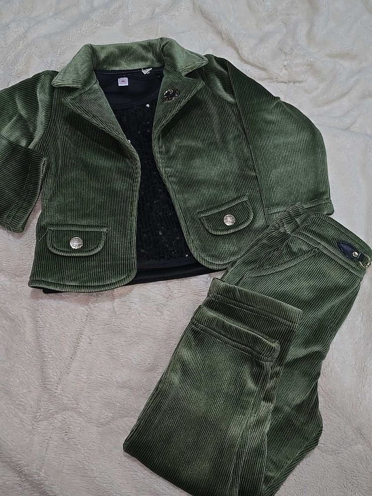Chic Corduroy Blazer &amp; Pants Set