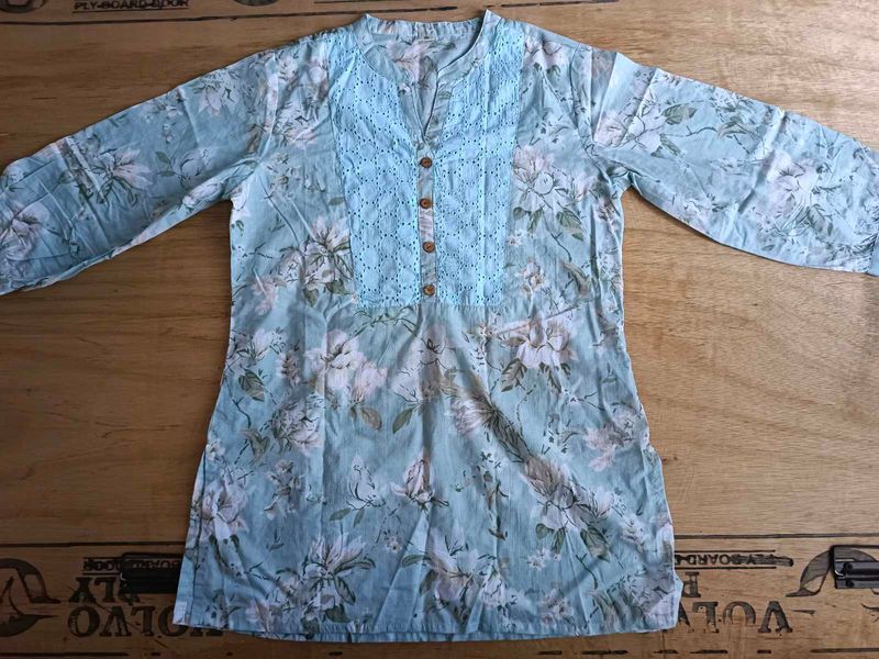 Mint Blue Floral Kurta