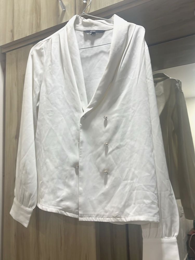 vero moda Elegant White Double-Breasted Blouse