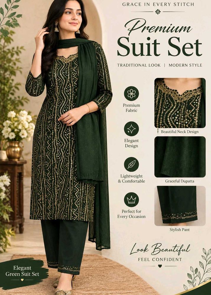 Elegant Green  Kurta Set New