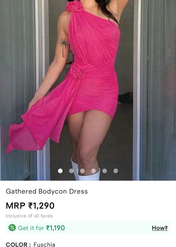 Fuchsia Gathered Bodycon Party Dress