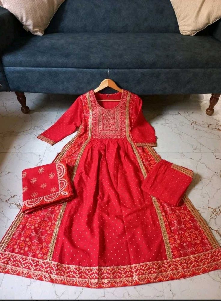 Red Embroidered Salwar Kameez