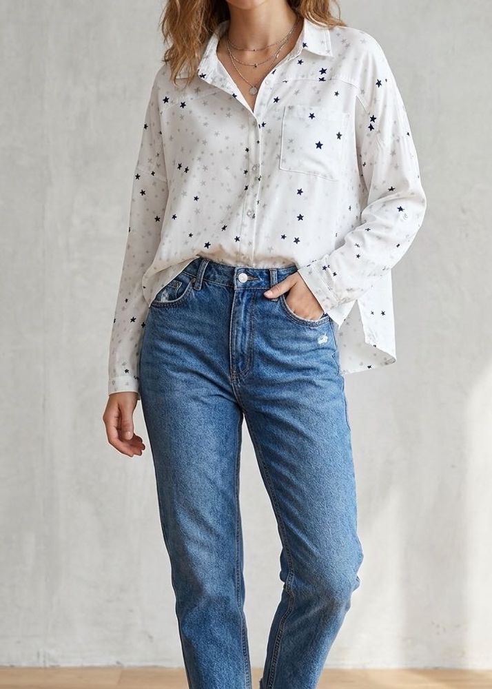 White Star Print Shirt