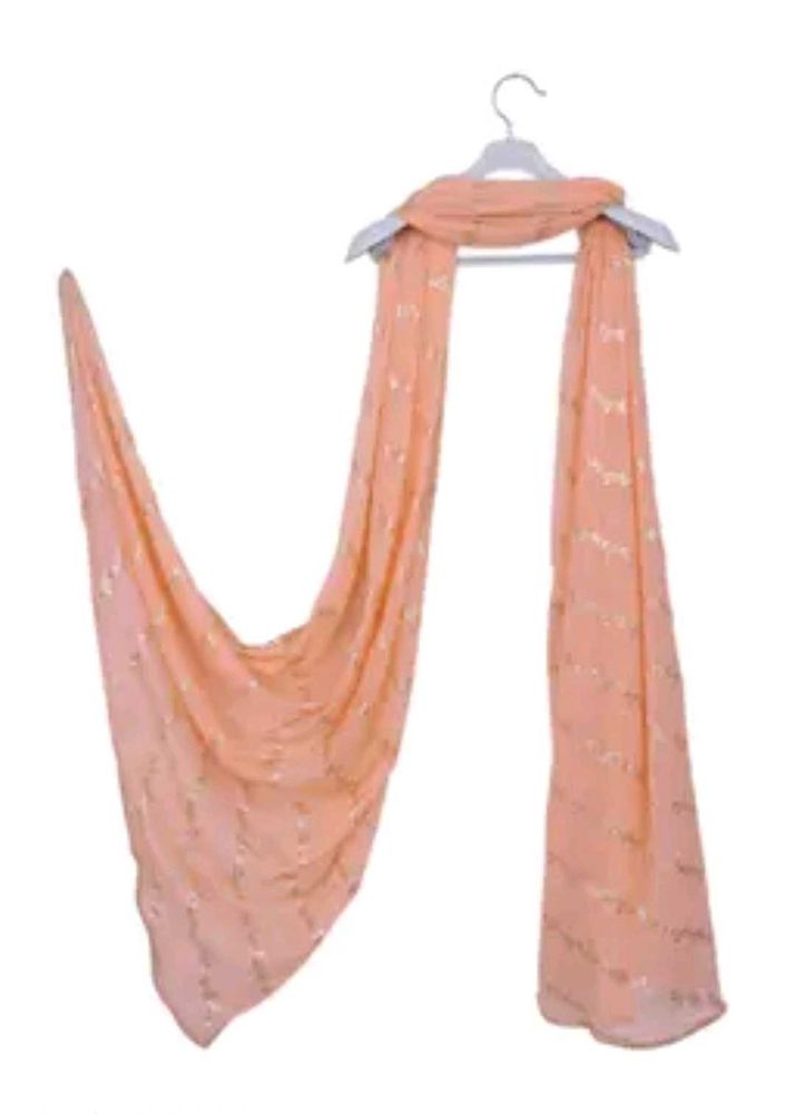 Peach Dupatta with Gold Print