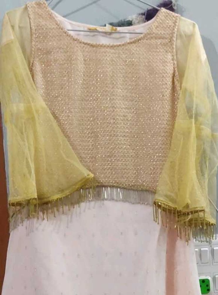 Sparkling Embellished Sheer Sleeve Dress