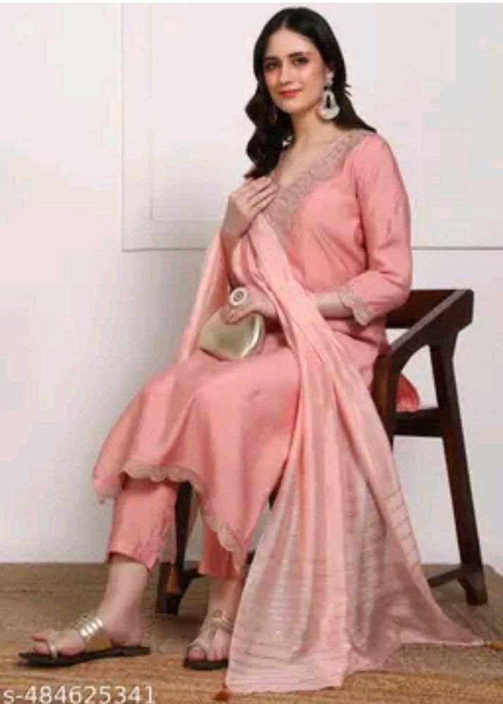 Elegant Peach Kurta Set with Dupatta