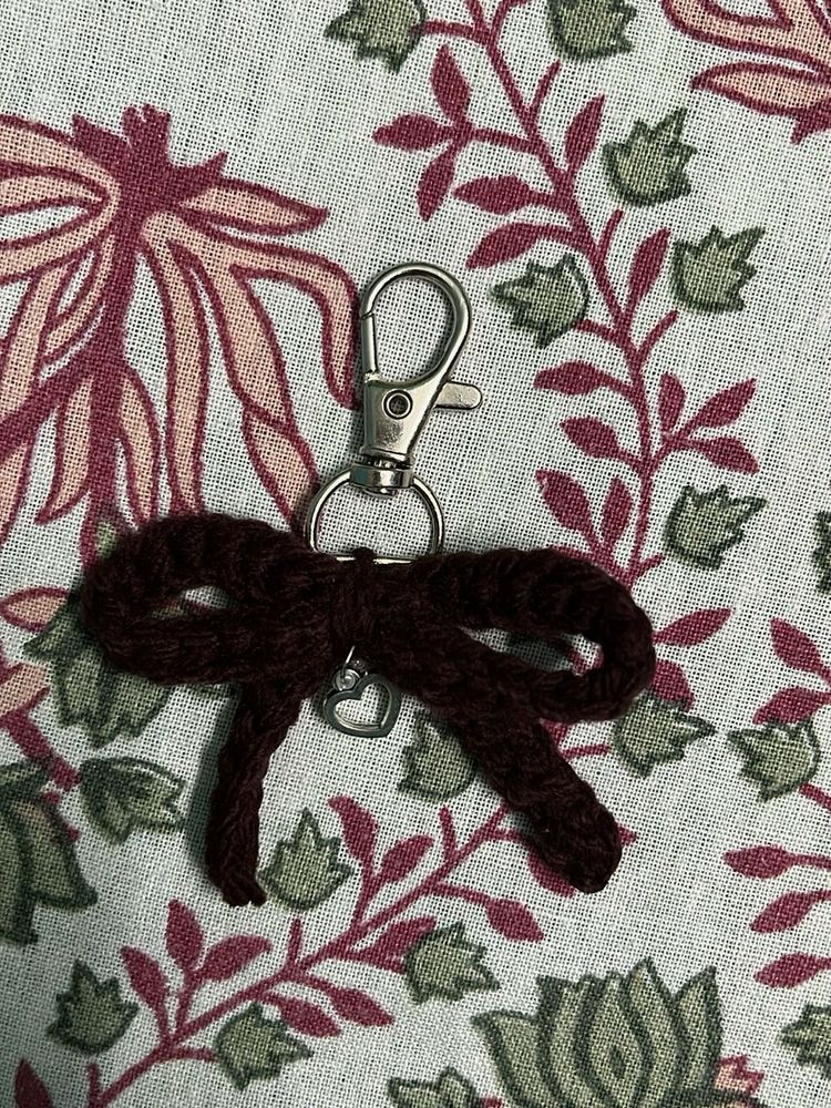 Handmade Knitted Bow Keychain
