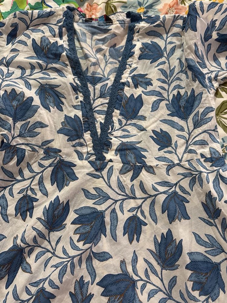 Beautiful Blue Floral Print Kurta