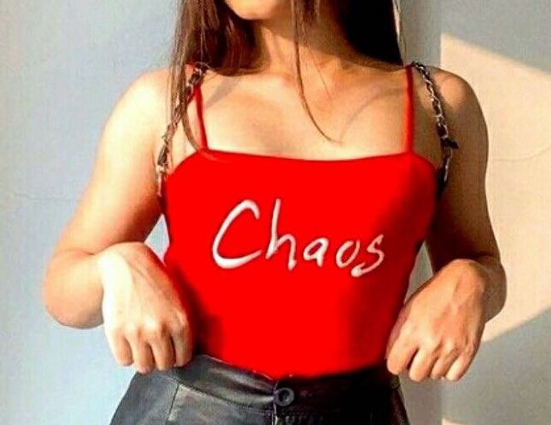 Red "Chaos" Crop Top