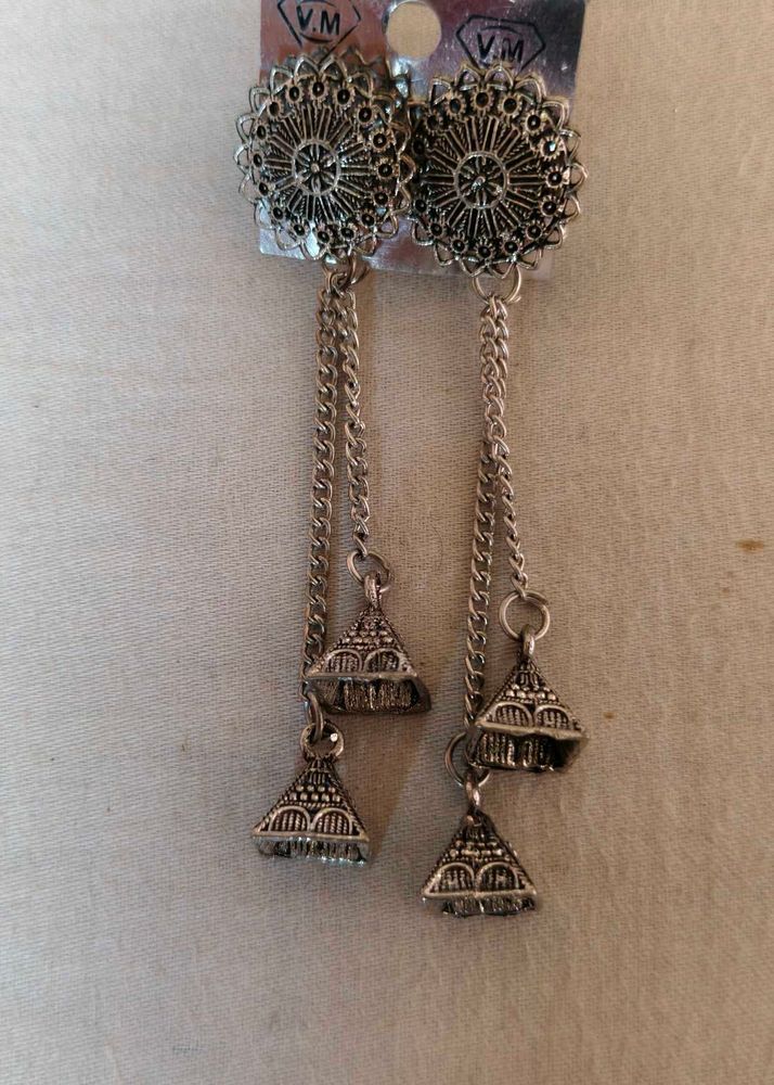 silver oxidised earring