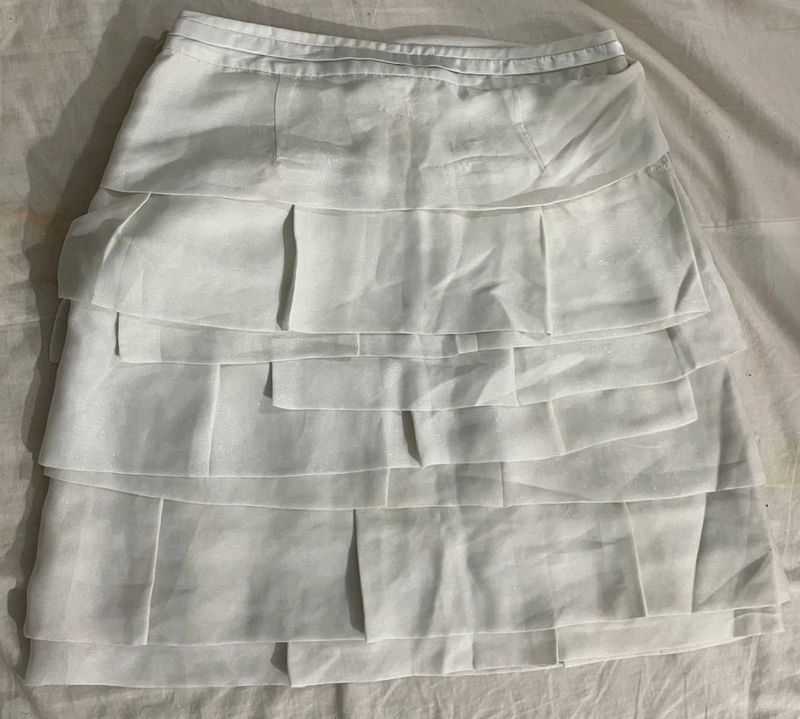 White Layered Ruffle Skirt