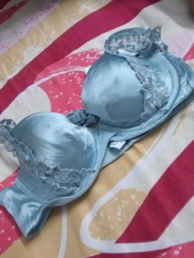 Satin Lace Padded Bra