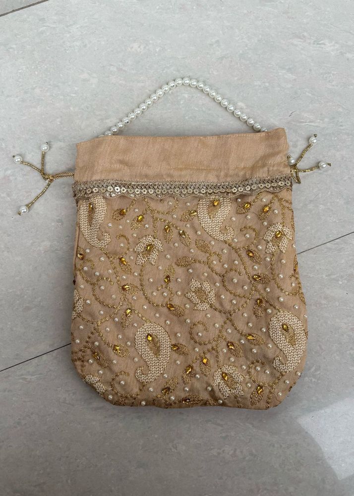 Beaded Drawstring Pouch