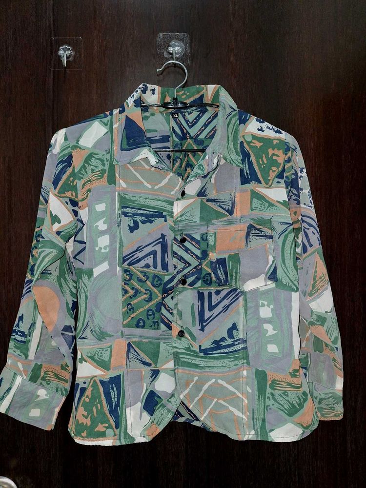 Abstract Print Button-Up Formal Shirt