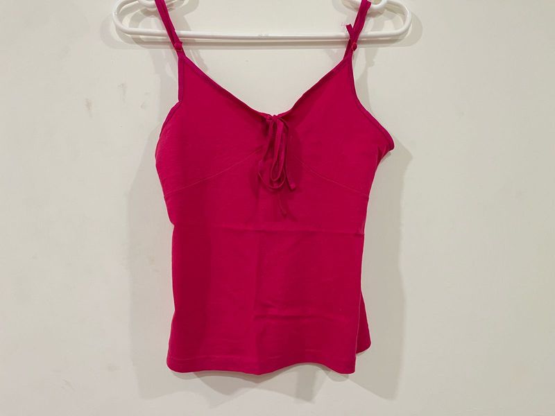 Y2K Hot Pink Tie-Front Cami Top