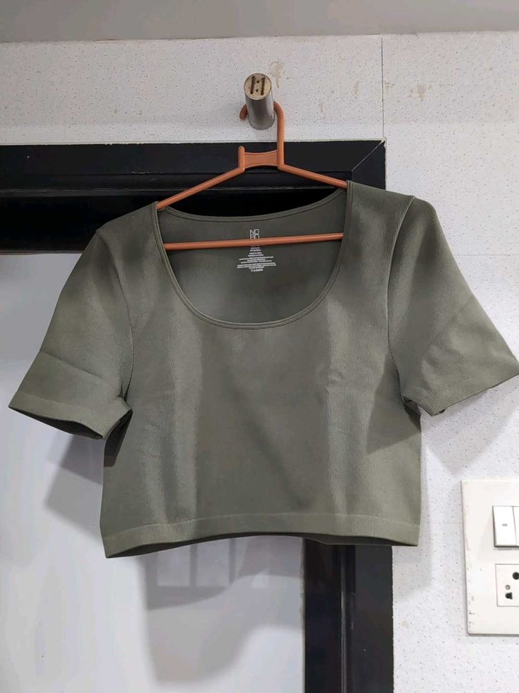 Olive Green Cropped Top